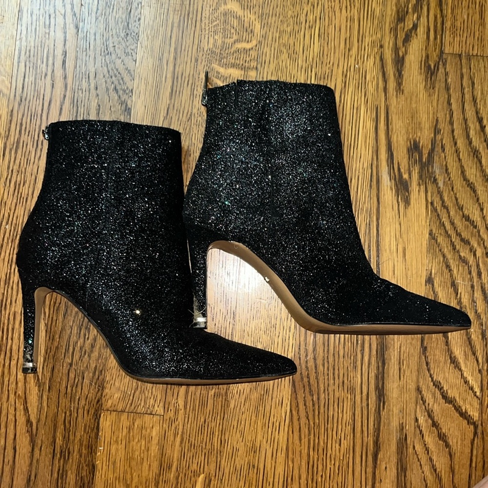 Black Sparkle Heel Boots